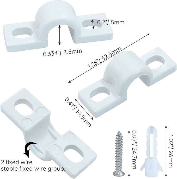 Hordion 24PCS Wire Shelf Loop Clips Plastic Shelf Clips for Wire Shelving – White