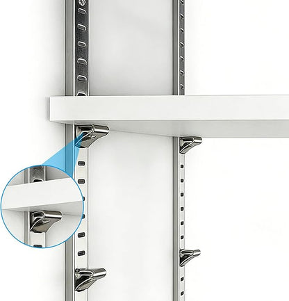 8 Packs 17 Inch Steel Pilaster Shelf Brackets, Adjustable Mortise Mount Rails with Screws for Wall Shelving, Cabinet, Closet Organization, Shelf Clips Not Included