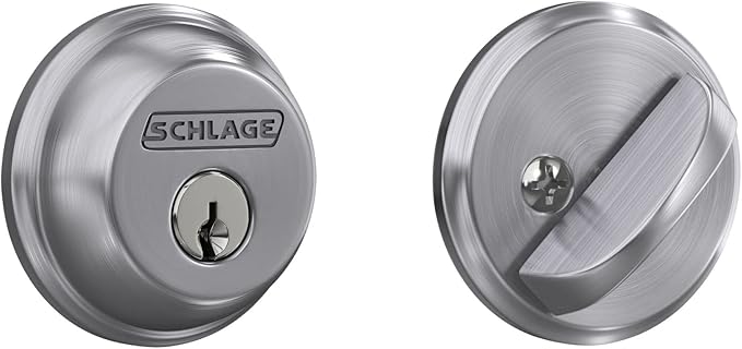Schlage B60 N 626 Deadbolt, Keyed 1 Side, Highest Residential Security, Satin Chrome