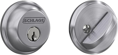 Schlage B60 N 626 Deadbolt, Keyed 1 Side, Highest Residential Security, Satin Chrome