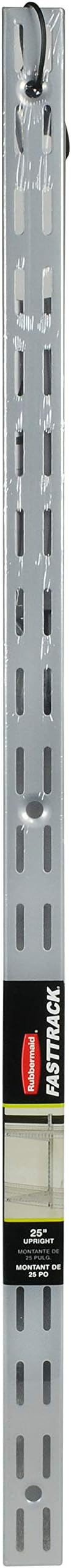 Rubbermaid Garage FastTrack Upright 25" Satin Nickel Wall Mounted Storage System Direct Mount for FastTrack Garage Rail Garage/Home Organization