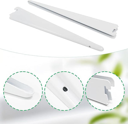 10 Pack Adjustable Shelf Brackets 11.5 Inch, Heavy Duty Wire Shelving Brackets for Double Track System (White)