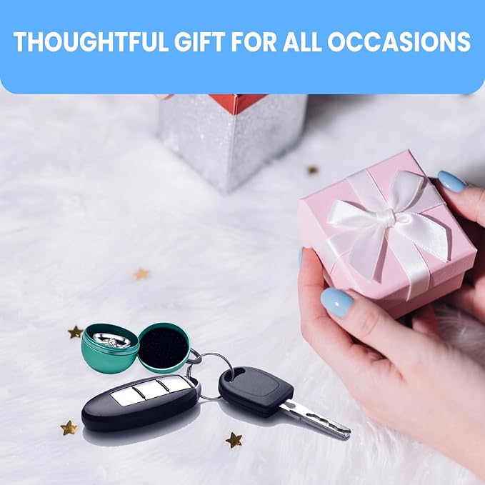 Jewelry Storage Box Case Gym Storage Jewelry Storage Box Case, Ring Organizer Container with Protective Sponge,Jewelry Care Protective Ring Holder with Keychain (1-Tier Green)