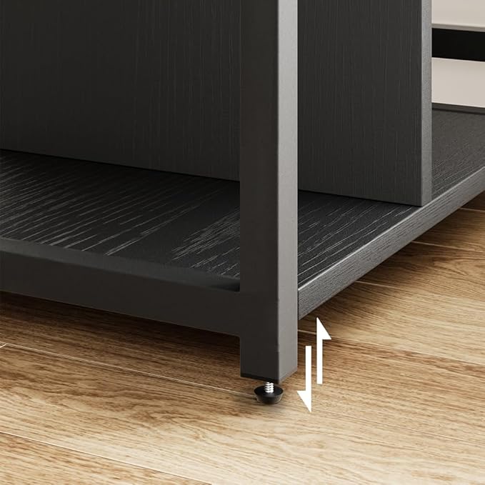 IDEALHOUSE Under Desk Printer Stand with Power Outlets and USB Charging Ports, Desktop Printer Table with Storage Shelf, 4 Tier Mobile Printer Stand with Wheels for Home Office, Rustic Black