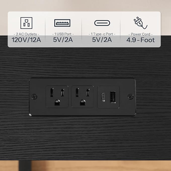 HOOBRO 55.1" Narrow Console Table with Power Outlets, 5.9" Behind Couch Table with Charging Station, Long Sofa Table, Skinny Entryway Table for Living Room, Hallway, Foyer, Black BB145UXG01