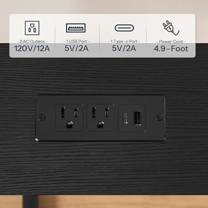 HOOBRO 55.1" Narrow Console Table with Power Outlets, 5.9" Behind Couch Table with Charging Station, Long Sofa Table, Skinny Entryway Table for Living Room, Hallway, Foyer, Black BB145UXG01