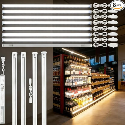 Gondola Shelving Lights 40" kit with 8 pcs 40 inches LED Light Bars, 24V Adapter, Power Track and all accessories for Retail Store, Super Market, Business Display shelf, Pure White 6000K (40"8PCS)