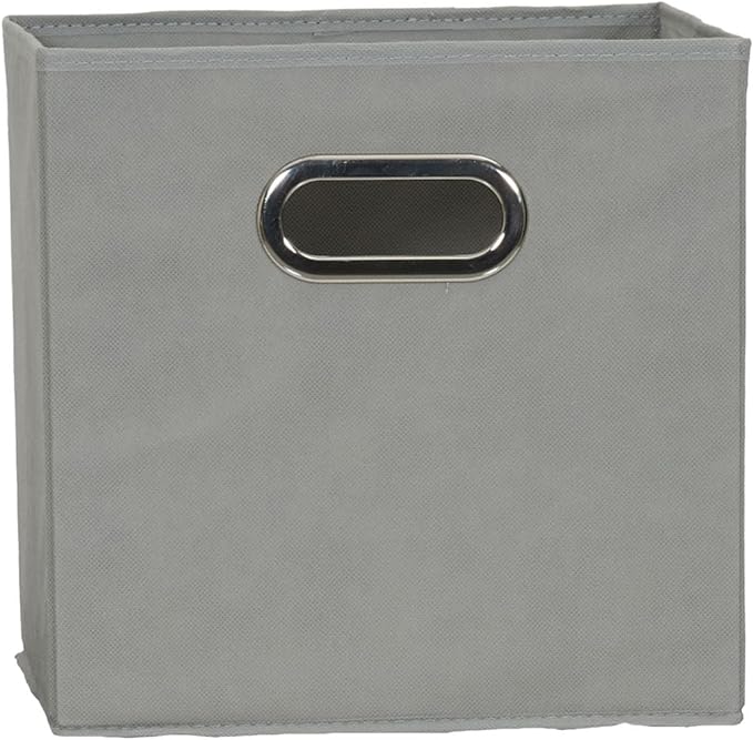Household Essentials Fabric Storage Bins 6 Piece Set, Strong Poly-Woven Fabric, Sturdy Chipboard Sides, Grommet Front Handle, Stackable and Foldable, Classic Design, Dove Gray
