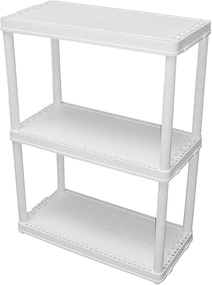 Gracious Living 3 Shelf Fixed Height Light Duty Storage Unit 12 x 24 x 33" Organizer System for Home, Garage, Basement, & Laundry, White (3 Pack)