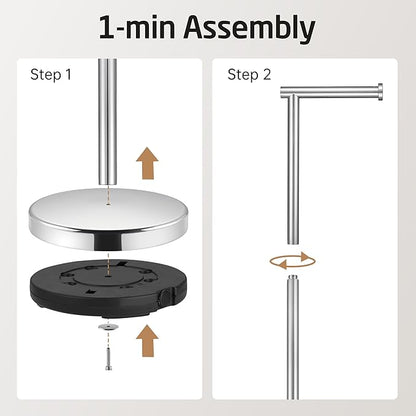 KES Toilet Paper Holder Free Standing with Heavy Weighted Base, Toilet Paper Holder Stand Modern, Toilet Paper Roll Holder Rustproof 18/8 Stainless Steel Polished Finish, BPH283S1