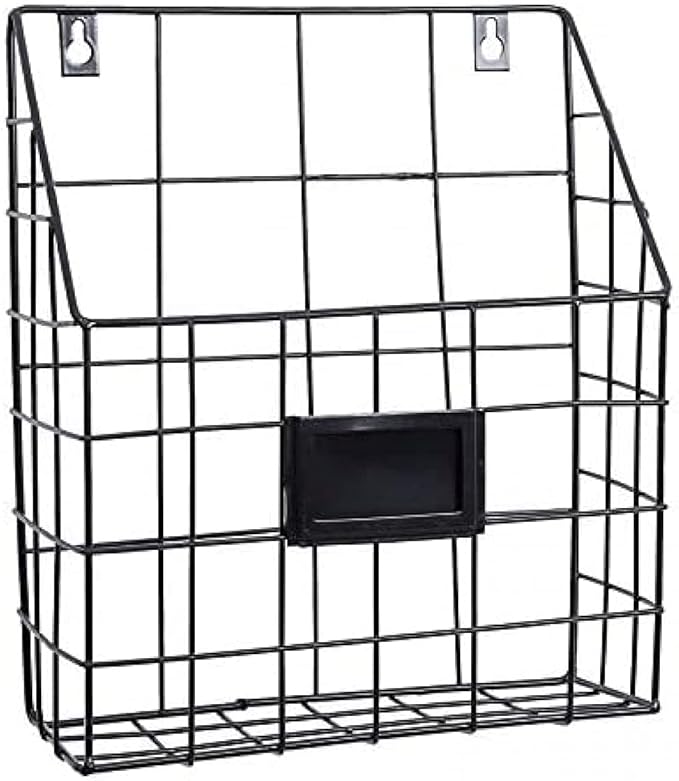 Magazine Rack Metal Magazine Rack Wall Mounted Magazine Rack for Living Room, Bathroom Or Bedroom-Nero