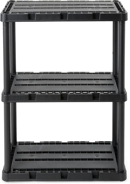 Gracious Living 3 Shelf Knect-A-Shelf Solid Light Duty Storage Unit 12 x 24 x 33" Organizer for Home, Garage, Basement & Laundry, Black