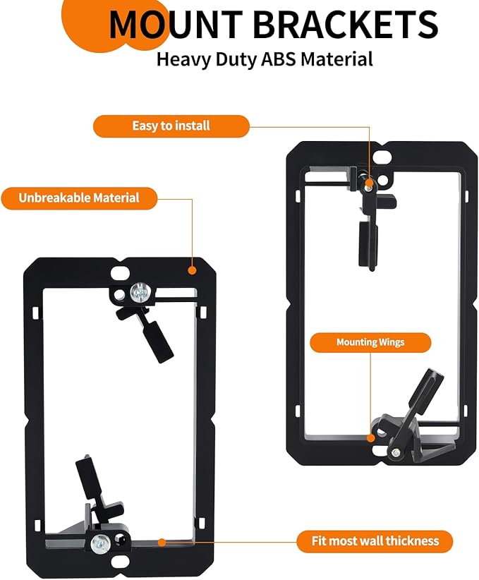 5 PCS Low Voltage Mounting Bracket, Ideal for Single Gang Wall Plate, HDMI, Telephone Wires, Network Cables, Coaxial and Speaker Cables, (Black)
