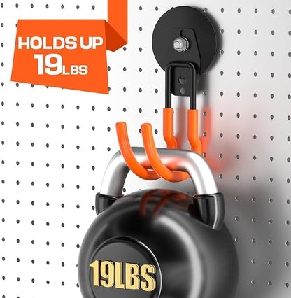 Heavy Duty Magnetic Utility Hooks ，J-Type Storage Hooks, with Anti-Slip Layer, Suitable for Metal Cabinets, Hanging Boards, Garage Shelves, Gardening Tools (Orange 4 pcs)