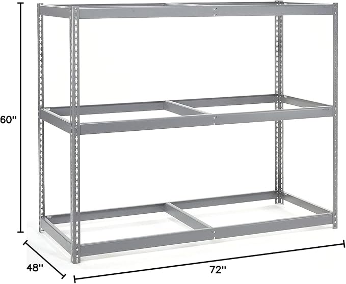 Global Industrial Wide Span Rack With 3 Shelves No Deck, 900 Lb Capacity Per Level, 72" W x 48" D x 60" H