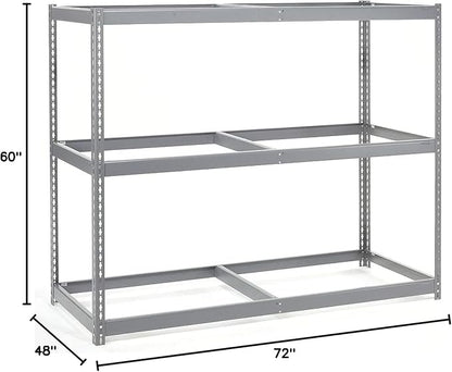 Global Industrial Wide Span Rack With 3 Shelves No Deck, 900 Lb Capacity Per Level, 72" W x 48" D x 60" H