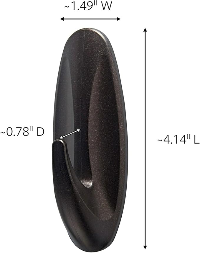 Command Outdoor Large Bronze Hooks, Holds 5 lb, 3 Hooks 4 Strips, Damage-Free, Weather Resistant for Hanging Decor