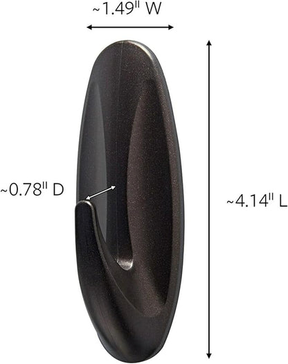Command Outdoor Large Bronze Hooks, Holds 5 lb, 3 Hooks 4 Strips, Damage-Free, Weather Resistant for Hanging Decor