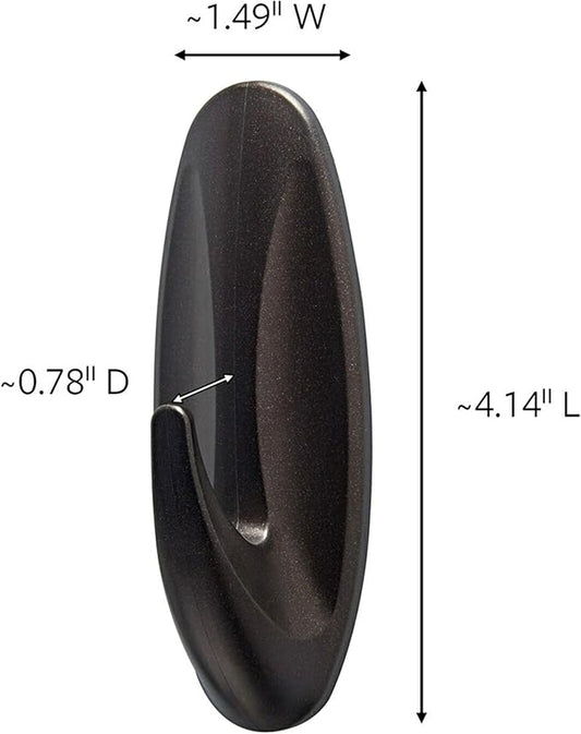 Command Outdoor Large Bronze Hooks, Holds 5 lb, 3 Hooks 4 Strips, Damage-Free, Weather Resistant for Hanging Decor