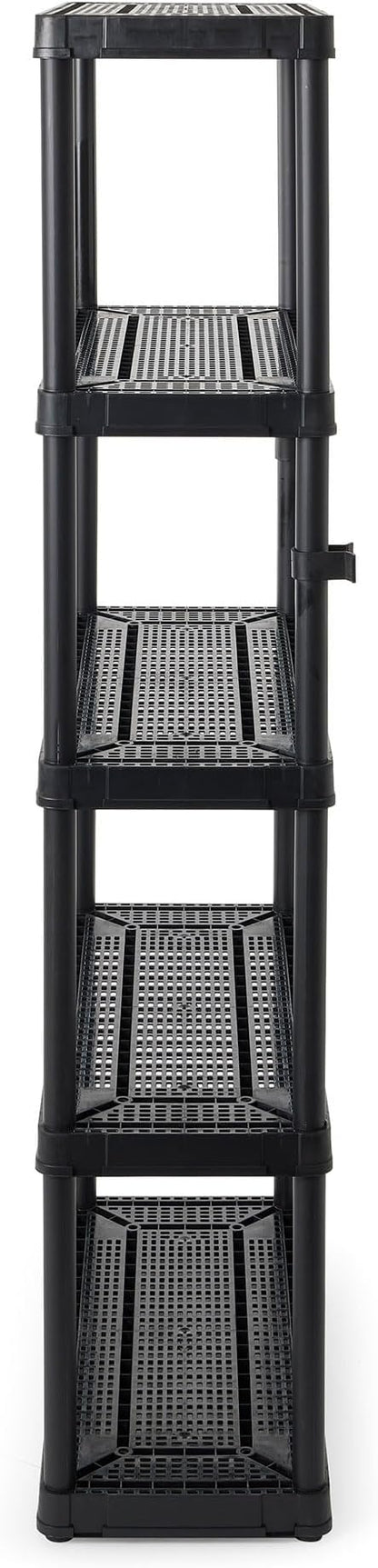 Gracious Living 5 Shelf Fixed Height Ventilated Medium Duty Storage Unit 14 x 32 x 72" Organizer System for Home, Garage, Basement, & Laundry, Black