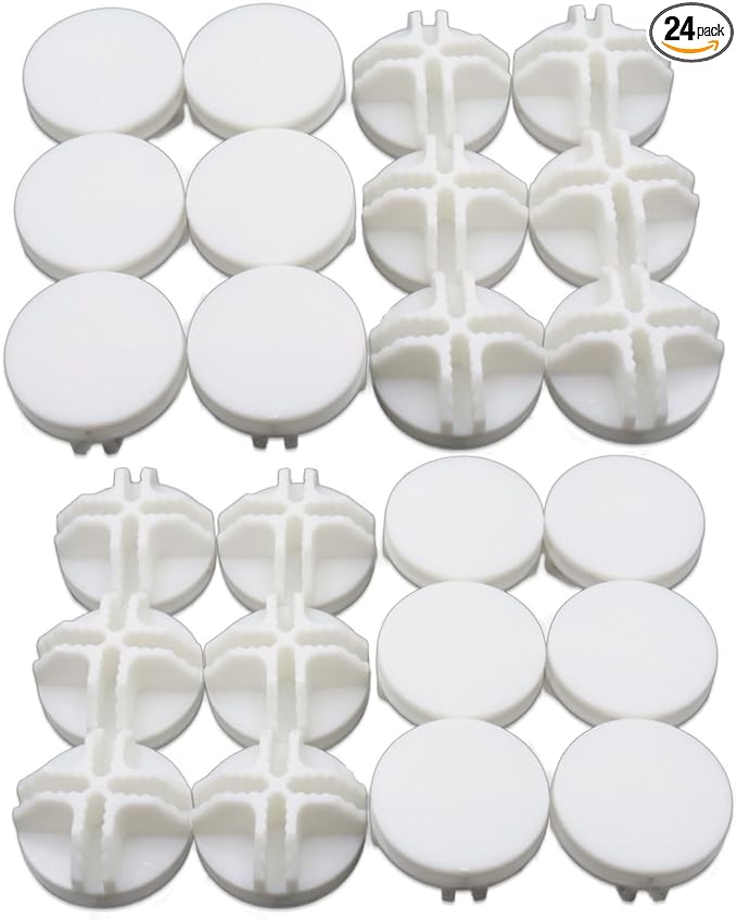 24-Pack Plastic Grid Organizer Connectors for Modular Closet Storage and Metal Grid Shelving Units, White Wire Cube Connectors with 1.42" OD and 0.16" ID Perfect Fit