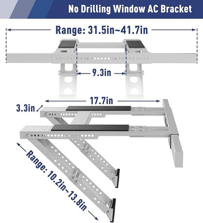 LEOPO No Drilling Air Conditioner Support Bracket,Fits Single & Double-Hung Windows, Heavy Duty Steel Holds Up to 300lbs, for 5000-24000 BTU Units