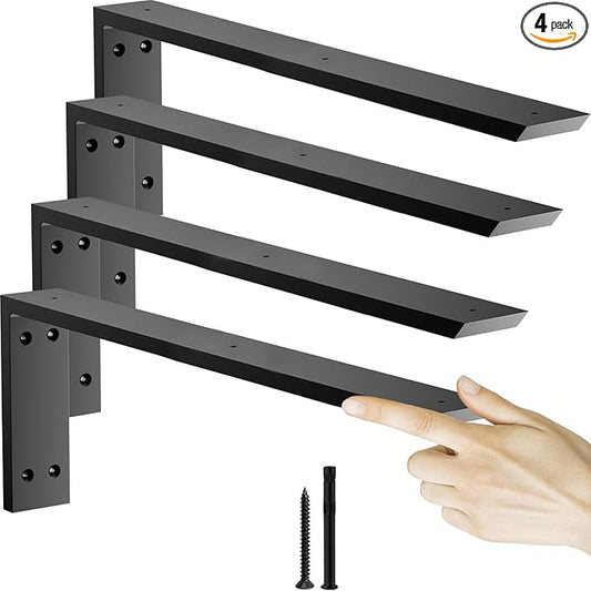 Countertop Support Bracket 20 inch 4 Pack (3/8" Thick),Premium Heavy Duty Granite Countertop Brackets 20"x8"x2.5",Shelf L Bracket Mantel Corbels for Quartz,Wood,Concrete and Laminate Countertops