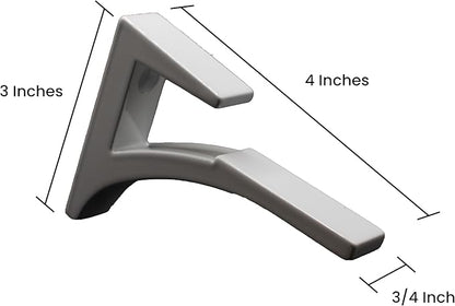 Dulles Glass Floating Shelf Brackets, Aluminum Heavy Duty, White, for Glass, Wood, Acrylic Wall Mounted Shelf Support. 2 Pack.