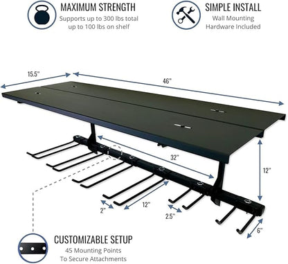 StoreYourBoard Tool Max Garage Storage Rack Shelf – Adjustable Wall Mount Garage Tool Organizer, Heavy Duty Steel Tool Rack with Shelf, Holds up to 300 lbs