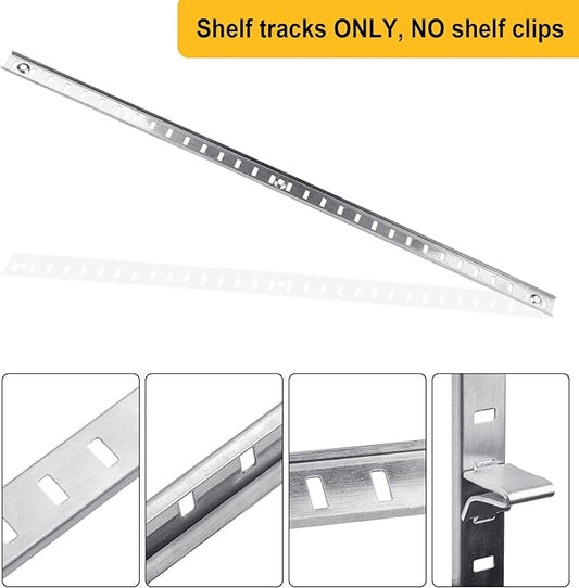 Xadnitu 8 Pieces 17" Shelf Pilaster Tracks, Adjustable Shelf Bracket Rails with Mount Screws for Cabinet, Closet, Shelves Storage and Organization, Shelf Clips Not Included