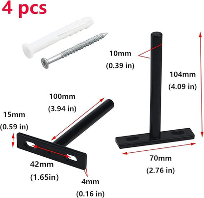 Antrader Set of 4 Floating Shelf Brackets, 4-Inch(Deep) Concealed Blind Shelf Support for Raw Wood Shelves, Matte Black, Screws and Anchors Included