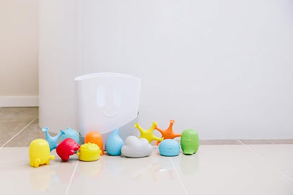 Ubbi Baby Bath Time Essential Gift Set, Stand Up Draining Bath Toy Bin, Dishwasher Safe, White