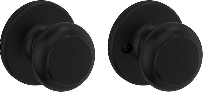 Kwikset Cove Interior Passage Door Knob, Handle For Closet and Hallway Doors, Non-Locking Doorknob, Matte Black