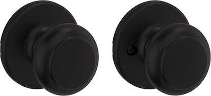 Kwikset Cove Interior Passage Door Knob, Handle For Closet and Hallway Doors, Non-Locking Doorknob, Matte Black