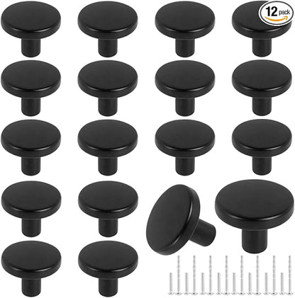 Romeda 12 Piece Drawer Knobs, Black Cabinet Knobs with Screw, 30mm Drawer Pulls for Dresser, Kitchen, and Cabinet Drawers