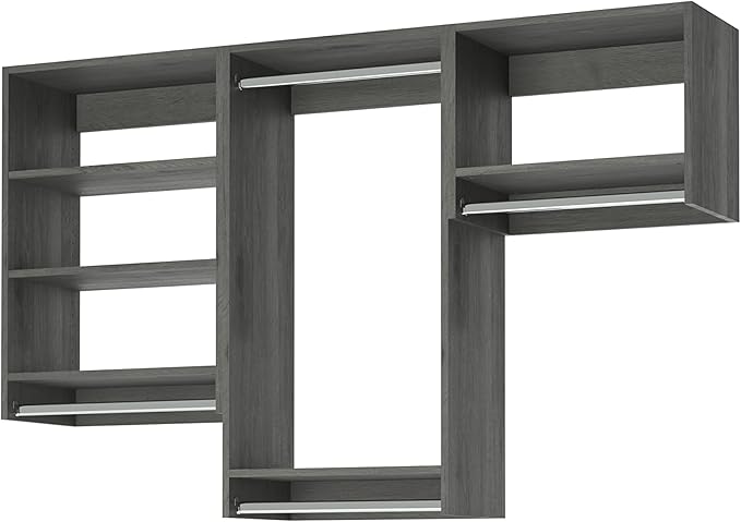 Closet Kit with Hanging Rods - Corner Closet System - Closet Shelves - Closet Organizers and Storage Shelves (Grey, 78 inches Wide) Closet Shelving