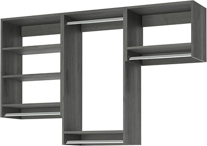 Closet Kit with Hanging Rods - Corner Closet System - Closet Shelves - Closet Organizers and Storage Shelves (Grey, 78 inches Wide) Closet Shelving