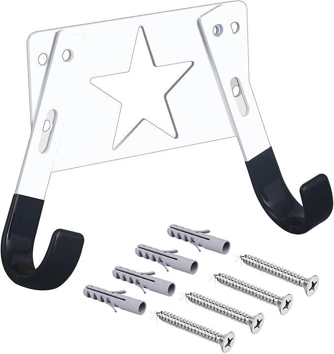 Ironing Board Holder Wall Mount,with Adjustable Hooks， Ironing Board Hanger for T or Y Leg, Laundry Room Wall Hook for Iron Board Holder White