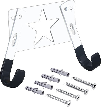 Ironing Board Holder Wall Mount,with Adjustable Hooks， Ironing Board Hanger for T or Y Leg, Laundry Room Wall Hook for Iron Board Holder White