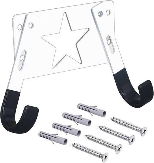 Ironing Board Holder Wall Mount,with Adjustable Hooks， Ironing Board Hanger for T or Y Leg, Laundry Room Wall Hook for Iron Board Holder White