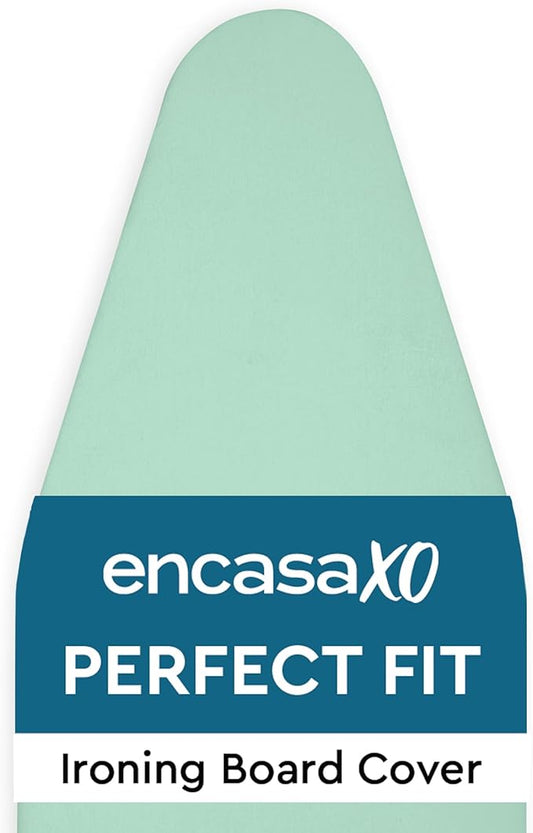 Encasa XO Ironing Board Cover and Pad 49"x18" - 4mm Felt Wide Iron Board Cover with Padding - Heat Resistant, Stain-Safe Dye, Non Slip Elastic Bungee Cord Tightening Iron Table Cover Mint Green