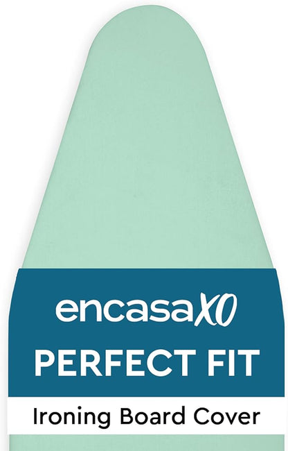 Encasa XO Ironing Board Cover and Pad 54"x15" - 4mm Felt Large Iron Board Cover with Padding - Heat Resistant, Stain-Safe Dye, Non Slip Elastic Bungee Cord Tightening Iron Table Cover Mint Green