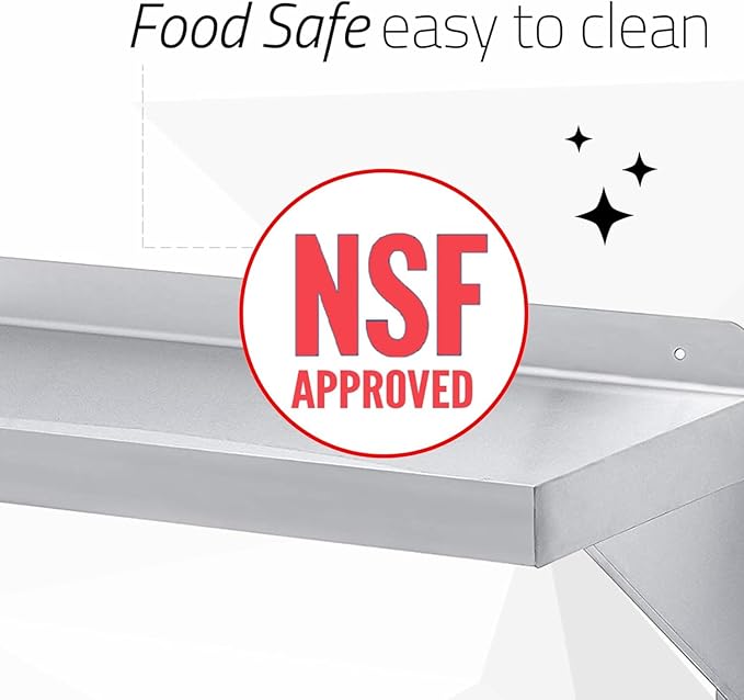 DuraSteel Stainless Steel Shelf - 48 Inch Wide x 14 Deep Commercial NSF Mounted Metal Wall Shelf Pantry Organizer Garage Storage Shelves - Rack Shelving Restaurant Kitchen Units Laundry Utility Room