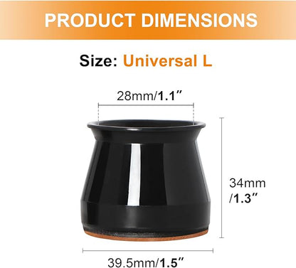 24 Pcs Chair Leg Floor Protectors for Hardwood Floors Silicone Covers to Protect Wood Tile Floors Felt Bottom Furniture Leg Caps Anti-Scratch Reduce Noise (Fit:1.3"-2")