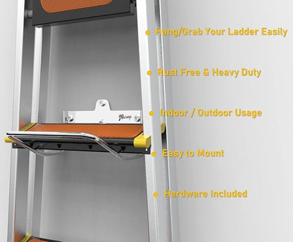 JBscoop Ladder Hanger for Garage Wall, Ladder Storage Strollers and Folding Chair, Heavy Duty Lader Holder Rust Proof SS304