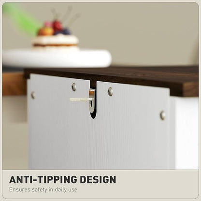 HOMCOM 3 Drawer File Cabinet with Silent Slides, Vertical Filing Cabinet for Hanging A4/Letter Size, Rustic Farmhouse Printer Stand with Storage for Home Office, Distressed White