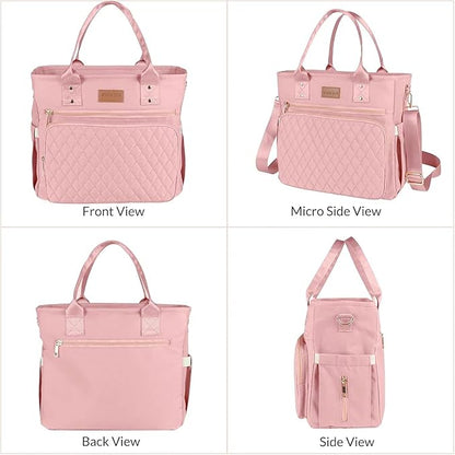 EASYA Large Women Lunch Bags for Work Insulated/Insulated Adult Lunch Box for Womens/Nylon Thermal Lunch Bag for Women/Cooler Lunch Tote Bag (Newly upgraded shimmering blush pink)