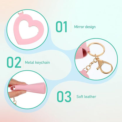 6 Pcs Lipstick Holder Keychain Leather Portable Lip Key Chain Lip Balm Organizer Holder Lipstick Travel Makeup Storage Case with Mirror for Women Perfume Fingernail Polish Christmas