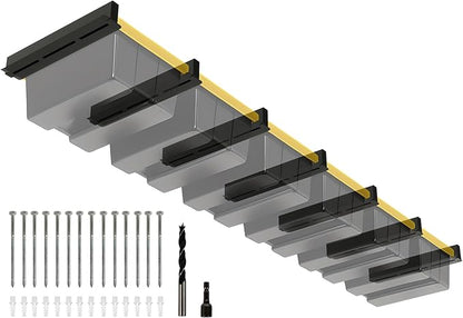 6-bin Overhead Garage Storage Rack, Ceiling Storage Racks Heavy Duty, Powder Coated Tote Storage Rack for Garages, Sheds, Storerooms (7 PCS, for 6 Bins)