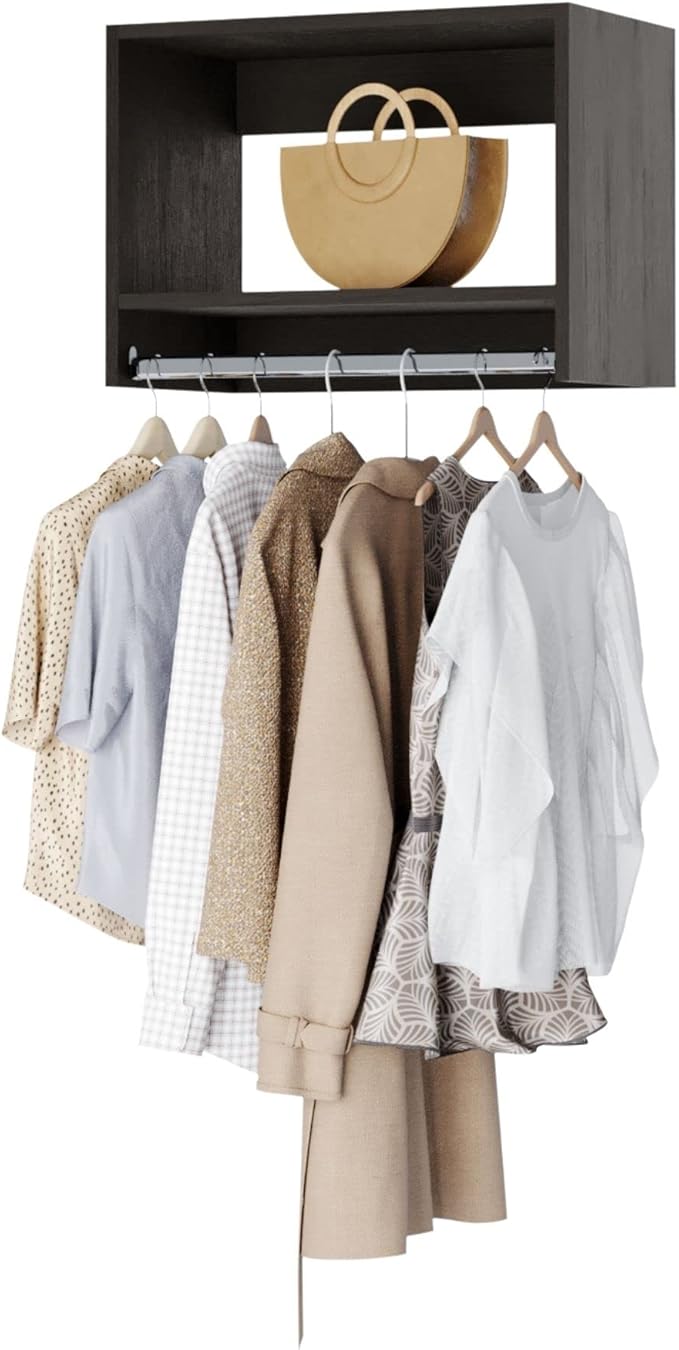 Tall Hanging Closet Unit - Modular Closet System For Hanging - Closet Organizers And Storage Shelves (Grey, 30 inches Wide)